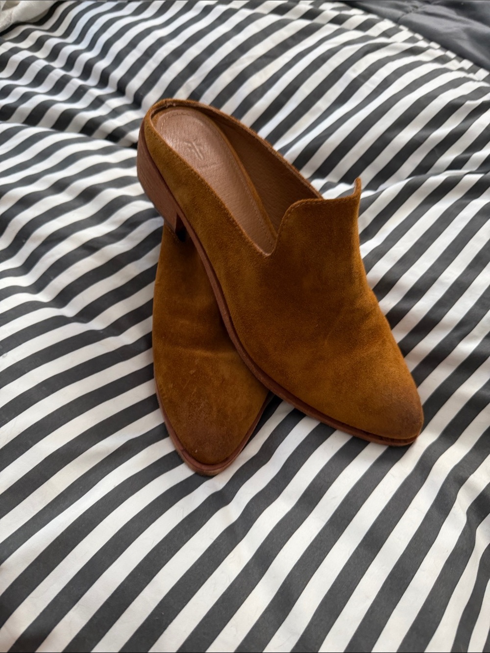 Frye Brown Suede Slip-On Mule Heels